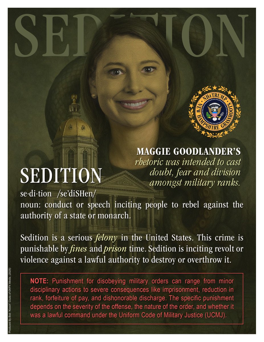 Nh4Trump603's tweet image. Maggie Goodlander and her crew know exactly what they’re doing. They went on camera telling the military to ignore “unlawful orders,” but they can’t point to a single unlawful order that President Trump has ever given. Not one. 

So what are they really doing?

They’re planting…