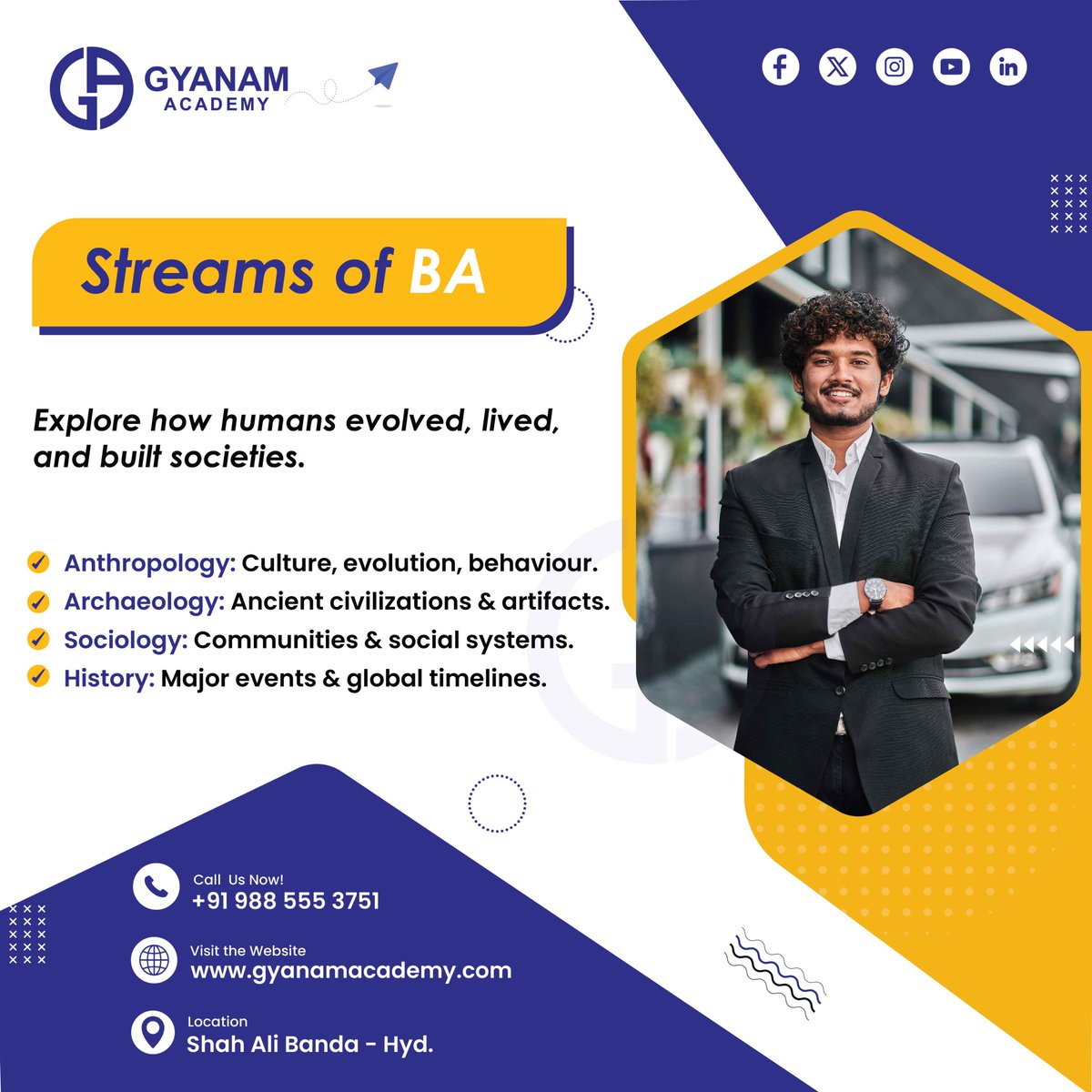 GyanamAcademy's tweet image. Choose your stream wisely and build a strong foundation for your future.
Share this post to help others discover their ideal BA specialization.
#Humanities #Anthropology #History #ArtsEducation #HyderabadStudents #CareerGuidance #IntermediateCourses #GyanamJuniorCollege #StudyArt