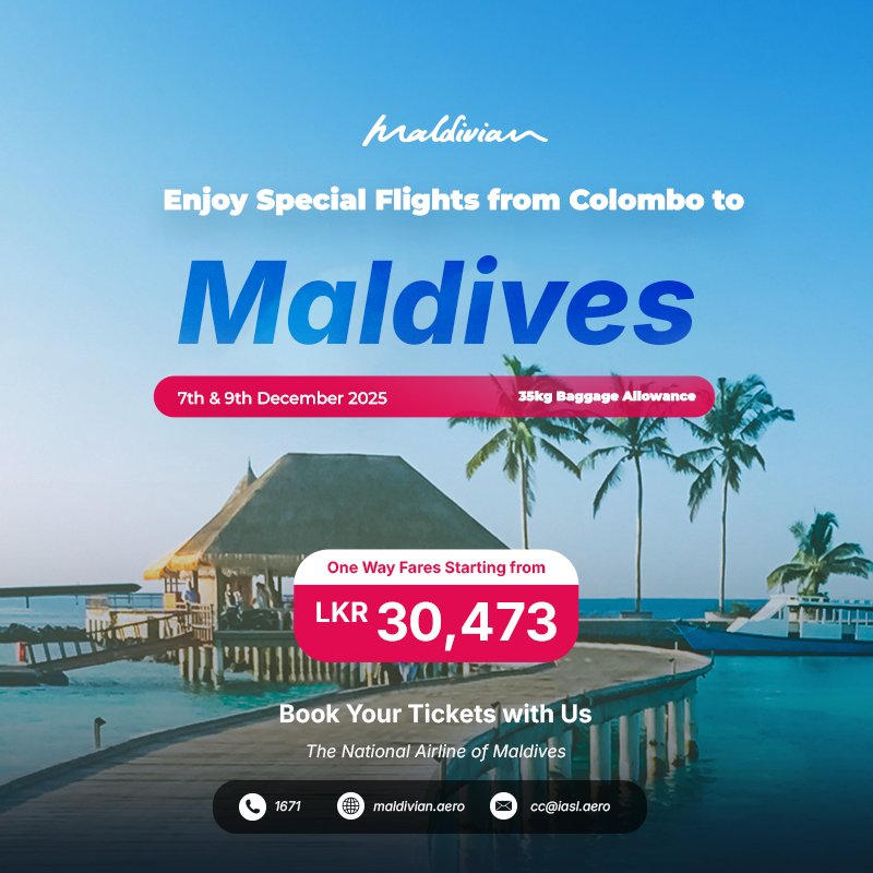 MaldivianAero's tweet photo. Escape to Paradise with the National Airline of Maldives!

Fly on 7th or 9th December 2025 &amp; enjoy special one-way fare of only LKR 30,473

Hurry and book your Maldives Getaway now!