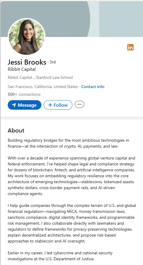 tibbiracer's tweet image. Fresh paper released by Jessi Brooks from Ribbit Capital.

Keywords:

DeFi, Programmable Risk Management, ZK Proofs, Bank Secrecy Act, Smart Contracts, Risk Scoring, AML, Blockchain, Crypto, AI Agents

$TIBBIR REG-OK

papers.ssrn.com/sol3/papers.cf…