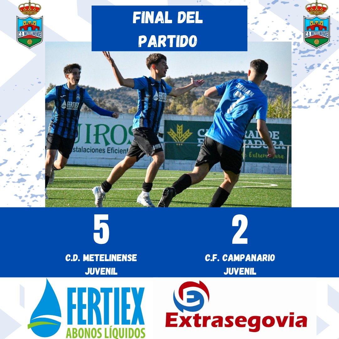 🔵 FINAL JUVENIL 🔵

<a href="/cdmetelinense/">cdmetelinense</a> 5-2 <a href="/CFCAMPANARIO/">CF Campanario</a>

Partidazo y victoria de nuestros chavales ante un gran equipo. Compromiso, esfuerzo y muy buen juego que nos hace recuperar sensaciones. GRANDES!

⚽ Goles de José Antonio(2), Rubén, Luis y en Propia Puerta. 

💙 VAMOS AZULES