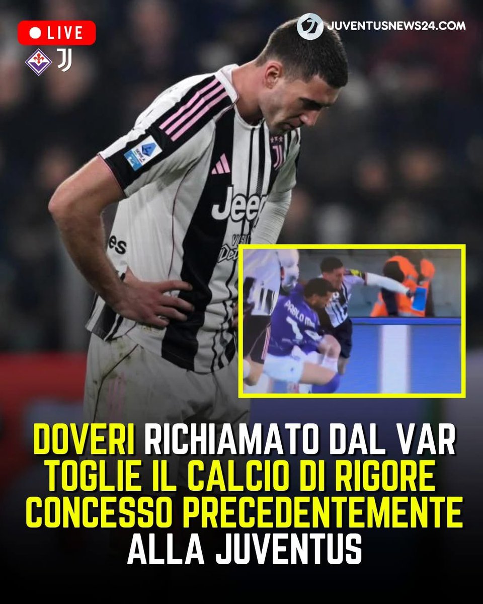 junews24com's tweet image. ❌ Clamoroso a Firenze: #Doveri richiamato dal #VAR toglie il rigore concesso alla #Juventus.

📺 Dopo l'on-field review, l'arbitro ha annullato la sua decisione iniziale sul penalty.

😤 Tanta frustrazione in campo per i #bianconeri per il fischio controverso!