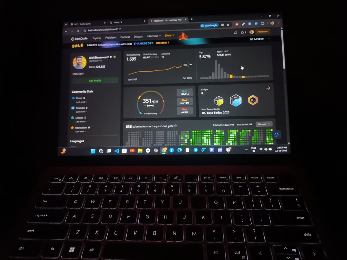 nikhil_build's tweet image. Did some Binary Search (min/max) practice today.
These tricky patterns are finally starting to make sense.

#DSA #BinarySearch #CodingJourney #BuildInPublic