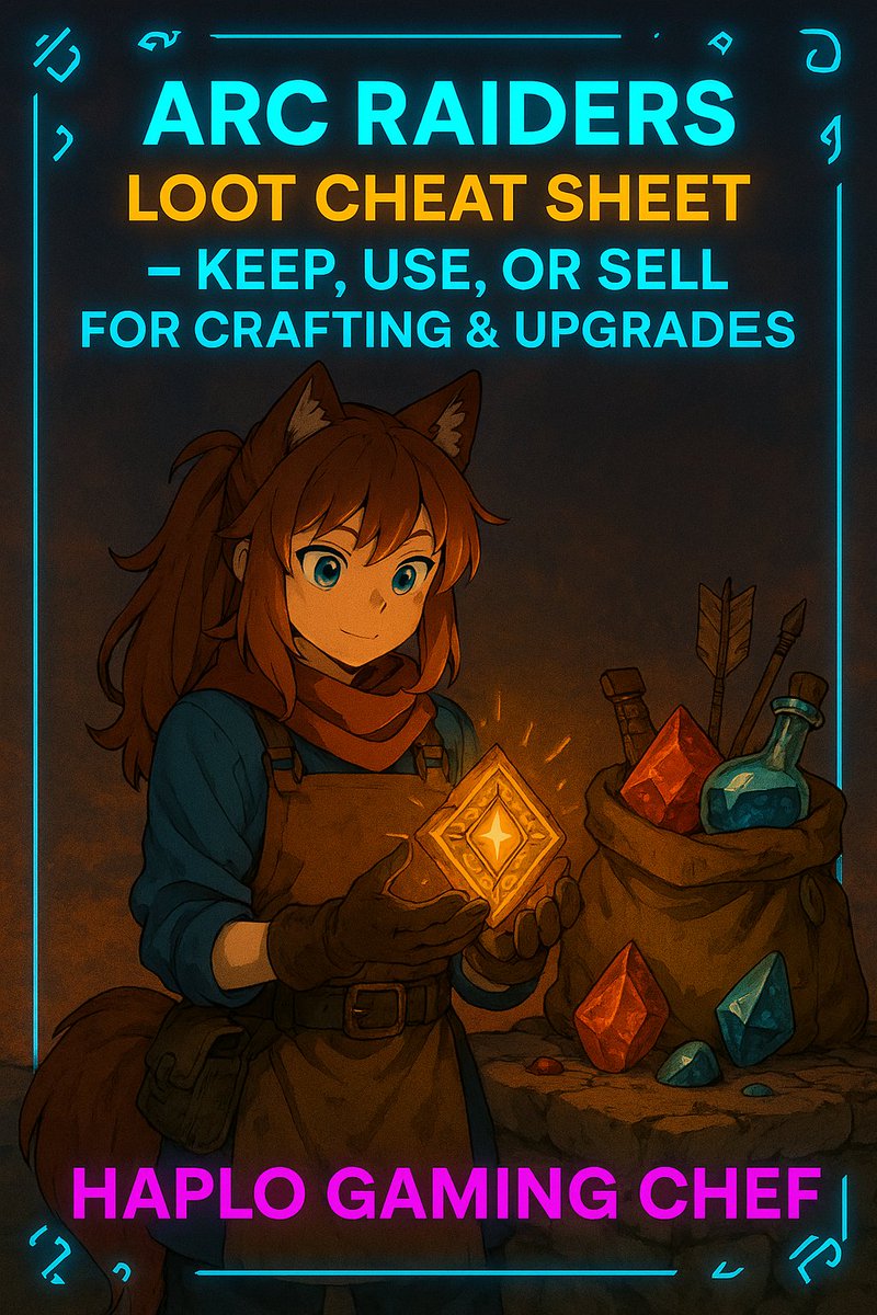 HaploGamingChef's tweet image. Stop hoarding — raid smarter with the Arc Raiders Loot Cheat Sheet. Learn what to keep, use, or sell to power crafting, optimize benches, and turn duplicates into credits. haplo-gaming-chef.blogspot.com/2025/11/arc-ra…

#ArcRaiders #LootGuide #GamingTips #Crafting #RaidReady