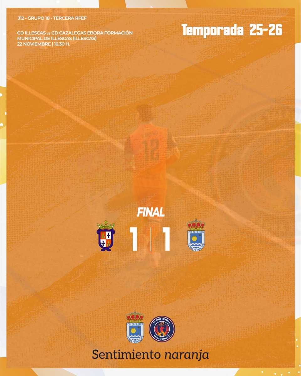 🏁 FINAL en Illescas. Un gol en el descuento de Iván nos permite sumar un punto más. 

CD Illescas 1 🆚 CD Cazalegas Élite Ebora Formación 1
⚽ Iván