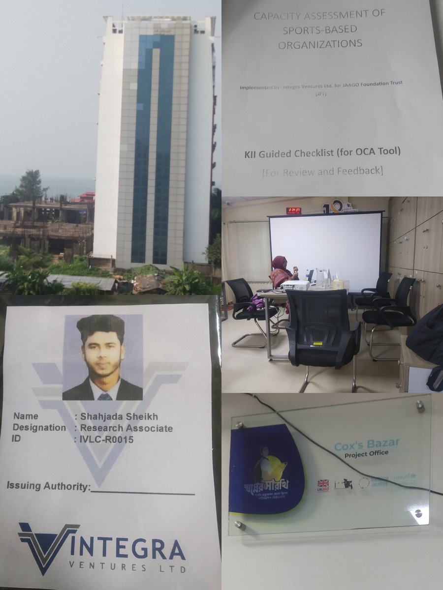 Day-1
I have join capacity assessment of sports based organisation as a research associated by ventrega ventures lmited at <a href="/JAAGOFoundation/">JAAGO Foundation</a> Cox’s bazar office with <a href="/UNICEFBD/">UNICEF Bangladesh</a> and <a href="/UKaid/">UK aid</a> joint project build action plan.
#research #dataCollection #reporting  #development #NGOs