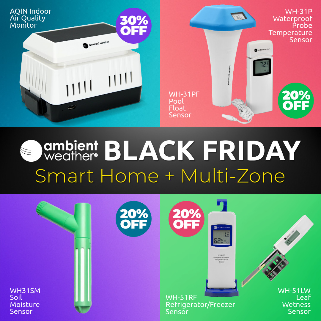ambientweather's tweet image. Track more. Know more. Save more. Shop our biggest sale of the year. #WeatherTech #Weather #Sale #HomeMonitoring #BlackFridaySale