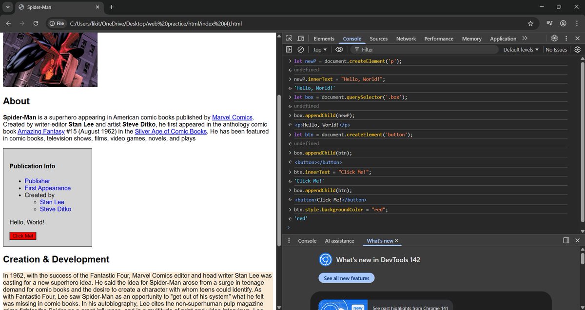 rajath_m_r's tweet image. Day 27 of my MERN journey!
Learnt DOM navigation using parentElement, children, childElementCount, previousElementSibling, nextElementSibling &amp;amp; adding/removing elements with append, prepend, insertAdjacent, removeChild, remove.
#mernstack #100daysofcoding #learningeveryday