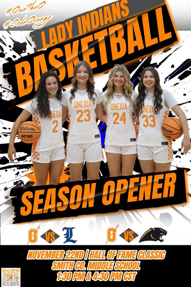 The OHS Lady Indians kickstart their 2025-26 season today with two games in the Hall of Fame Classic at Smith County. They will take on LaVergne High School at 1:30 pm central followed by a game against Stone Memorial at 4:30 pm central. Good luck ladies! #OwnTheO #CodeOrange