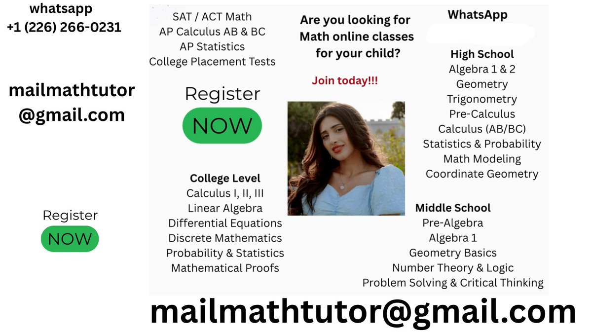 mathtutor9999's tweet image. Hey USA students! 📚 Struggling with Algebra, Calculus, SAT, or PSAT math? I’ve got you covered with 1-on-1 tutoring that actually makes sense. Let’s crush those exams together! DM me to get started 🚀
#MathTutor #Algebra #Calculus #SATPrep #PSAT #SATMath #OnlineTutor #MathHelp
