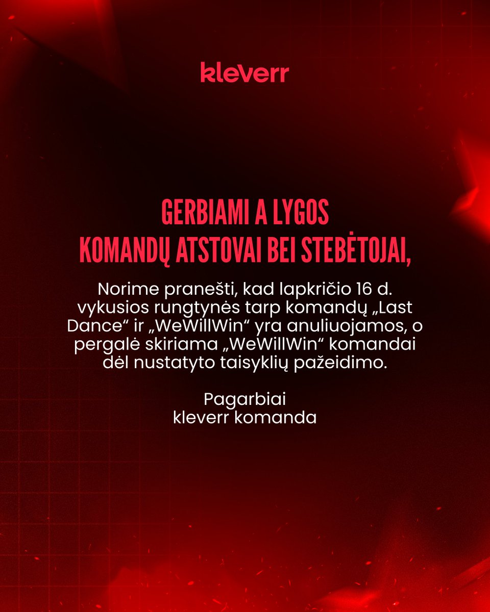 Esporto Lyga „kleverr“ tweet media