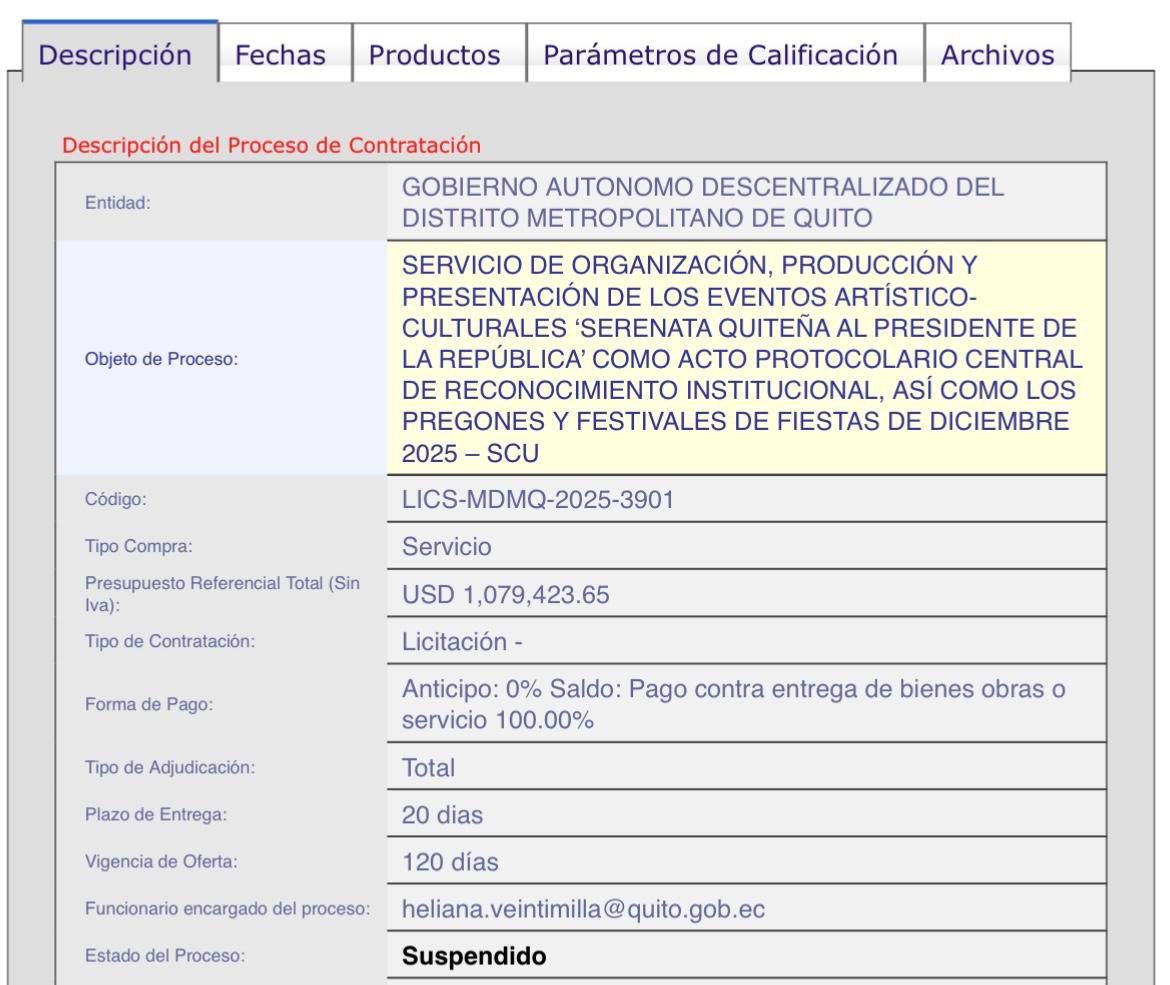 El Municipio anunció la suspensión de la contratación de la Serenata Quiteña, los pregones y los festivales: casi USD 1.1 millones por 14 eventos

No es la primera vez que la falta de planificación y procesos cuestionados golpean nuestras tradiciones. Ya pasó en el Verano de las