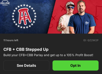 Promos319's tweet image. Draft Kings CFB + CBB Stepped Up promo 🎯

Fair value +3842, +43.7% EV. Would go up to 0.3 units 🔥

Link to the bet will be in the replies below ⬇️