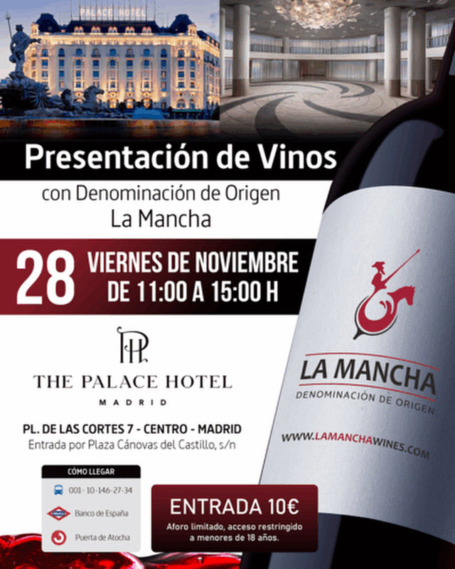 El próximo viernes 28 de noviembre estaremos en la Presentación de Vinos D.O. La Mancha 🍷 en el Hotel Palace de Madrid. ¿Nos acompañas? 
¡Reserva ya tu entrada!
🕚 De 11:00 a 15:00
🎟️ Entrada 10€
🔗 lamanchawines.com/presentacion-v…
#BodegasAyuso #vinosdelamancha