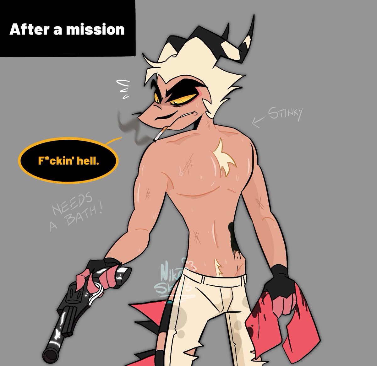 Striker doodle 🐎✨️ 
(He probably hasn't showered in a while)

#HelluvaBoss #HelluvaBossStriker #Striker