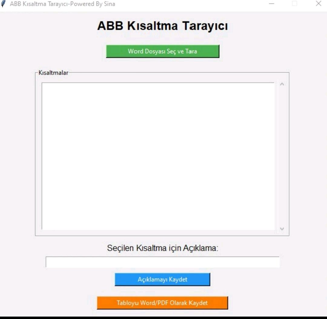 Sina_Gul60's tweet image. 🔷 ABB (Kısaltmalar)
Tamamen benim geliştirdiğim ABB, uygulaması akademik metinlerdeki kısaltmaları otomatik bulur, tabloya döker ve Word/PDF olarak kaydeder. Tkinter ile kullanıcı dostu arayüz sunar.
Gihub Link: lnkd.in/eku8QVGg
#Python #Tkinter #DesktopApp #MadeByMe