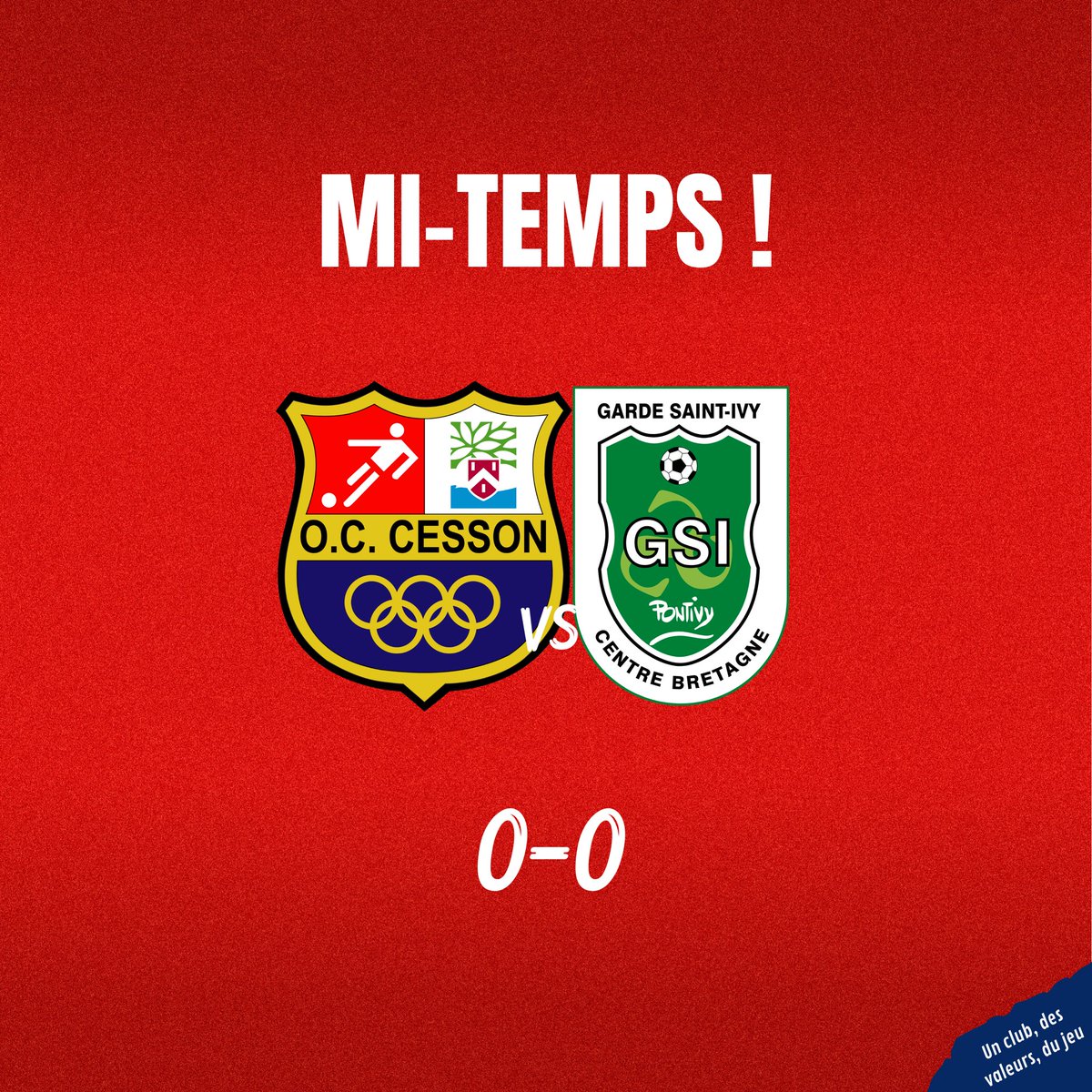 OCCessonFoot's tweet image. 45+2’ : 𝗠𝗶-𝘁𝗲𝗺𝗽𝘀 ⏸️

Après une première période engagée, aucune des deux équipes n’a réussi à ouvrir le score.

#OCCGSI 0-0