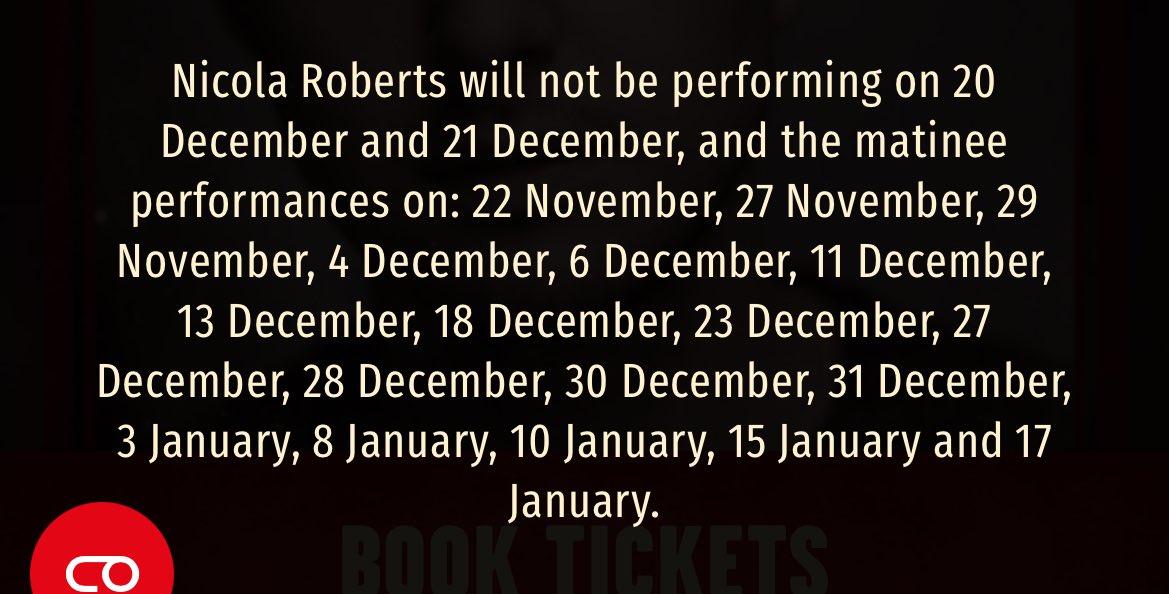 in case anyone’s looking to book hadestown - nicola’s not scheduled for anymore matinee’s. don’t want anyone to book to see her and miss her! (Definitely do book a show though because it’s incredible)
