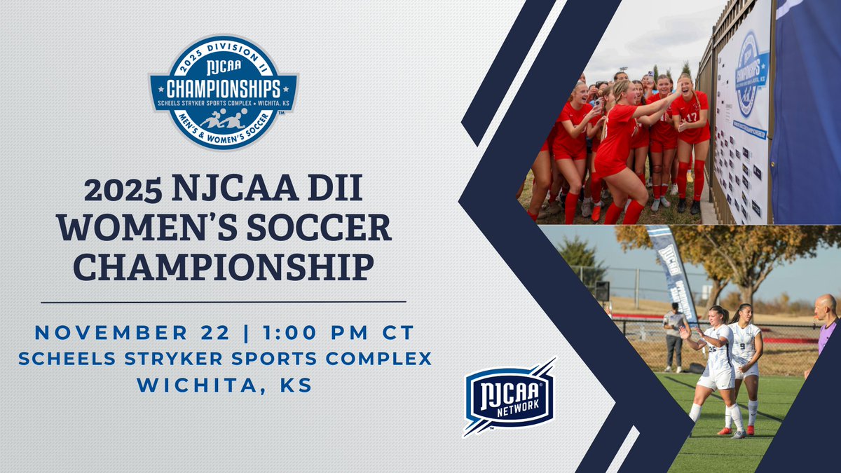 DECISION DAY 🔥

The 2025 DII Women's #NJCAASoccer Championship has ARRIVED. 😏

(2) Northwest Mississippi v. (3) Heartland

A SHOWDOWN UNLIKE ANY OTHER.

📺 Watch Live ➡️njcaa.org/network/champi…