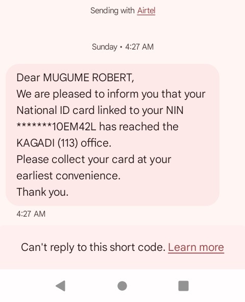 emrob256's tweet photo. @NIRA_Ug I received this message but when I went to pick it they told me to come back in December https://t.co/Gd8ddxxEnT