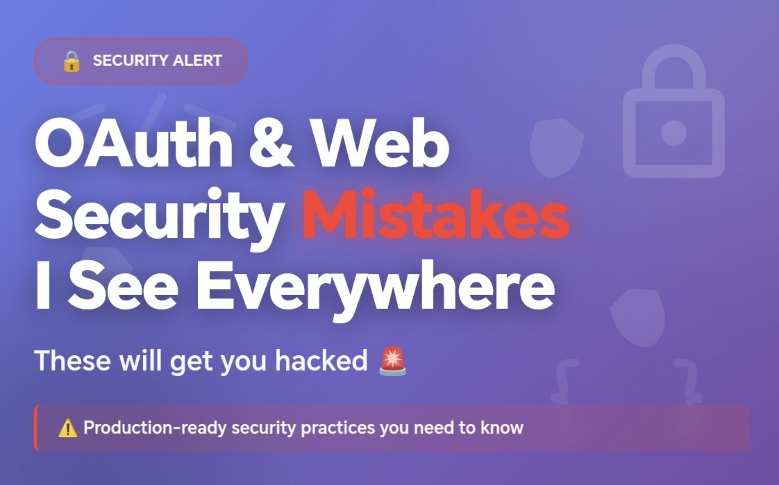 hrshita_kshyp's tweet image. Web app security mistakes I see everywhere 🧵

especially with OAuth and authentication

these will get you hacked

thread on what actually matters 👇

1/10
