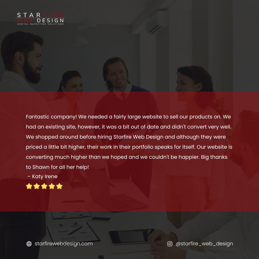 StarfireWeb's tweet image. ⭐ Client Spotlight ⭐

&quot;Our website is converting much higher than we hoped and we couldn&apos;t be happier!&quot; – Katy Irene

Want to be our next success story? Let’s make it happen.
zurl.co/6pUHT

#ClientSuccess #StarfireWebDesign #OnlinePresence #BusinessGrowth #WebDesign