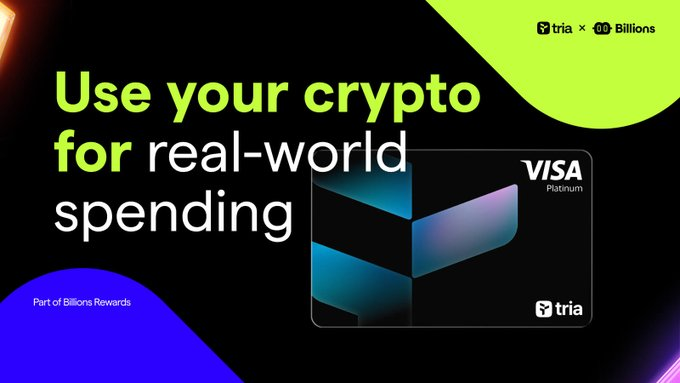 Honestly this is really good

Billions turning crypto into spendable cash with the Tria Credit Card is actually a big move

Up to 6 percent cashback, zero fees and a full 500k rewards pool tied into <a href="/useTria/">Tria</a> incentives… that’s way better than most traditional cards

Using your