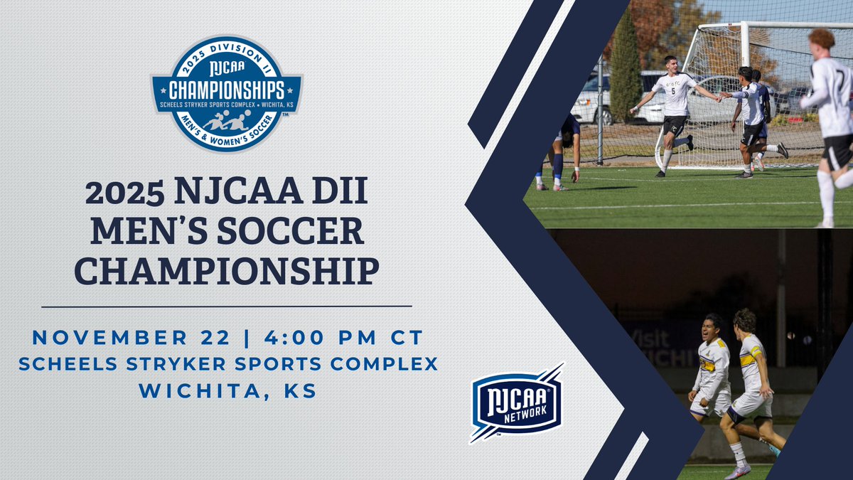 TWO TEAMS. ONE MATCH. FOR IT ALL. 🏆

The 2025 DII Men's #NJCAASoccer Championship is HERE. 

(1) Phoenix v. (4) CCBC Essex.

Watch here ⬇️ njcaa.org/network/champi…