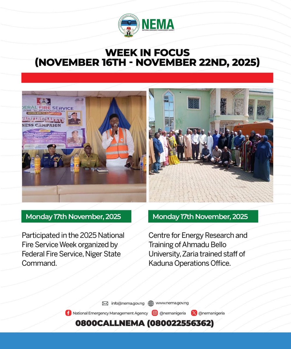 nemanigeria's tweet image. NEMA WEEK IN FOCUS

(NOVEMBER 16TH - NOVEMBER 22ND, 2025)

#nemaisworking #nema #weekinfocus