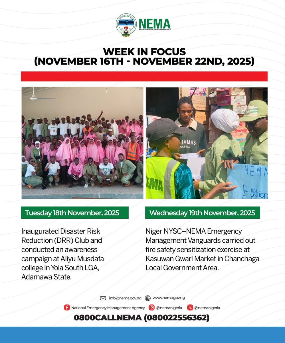 nemanigeria's tweet image. NEMA WEEK IN FOCUS

(NOVEMBER 16TH - NOVEMBER 22ND, 2025)

#nemaisworking #nema #weekinfocus