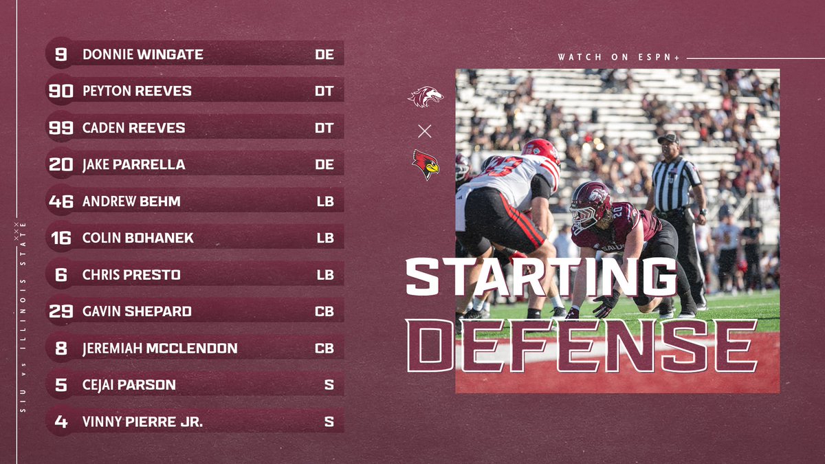 SIU_Football's tweet image. Starters for the regular season finale!

#Salukis | #BuiltFor