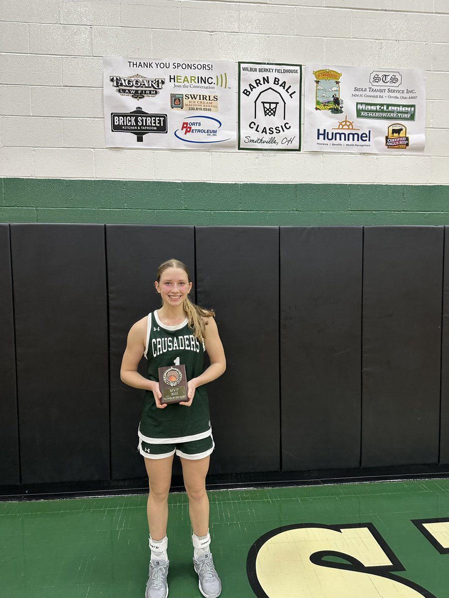 In game 3 of the Barn Ball Classic Canton Central Cathokic took down west Holmes 58-40 . Game 3 MVP goes to Grace Finnefrock of CCC with a game high 23 . 🏀