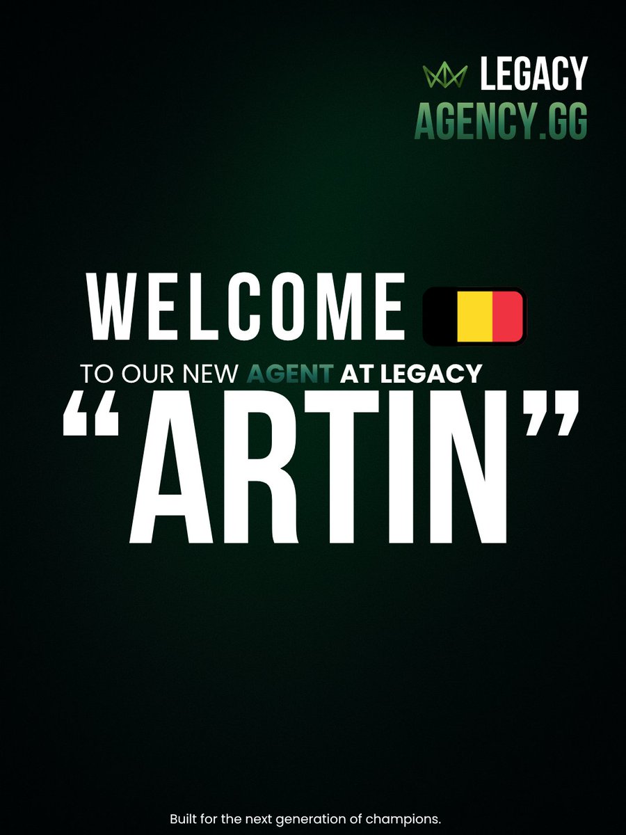 LegacyAgencyHQ's tweet photo. We are proud to present our newest agent at Legacy Agency: 

@ArtinMNG, an Belgian 🇧🇪 Fortnite Manager.

#TaketheCrown👑 https://t.co/z29cZVmHH1