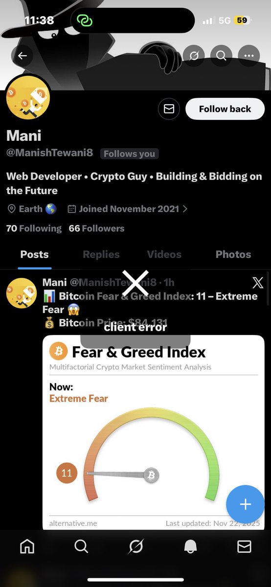 BoostMyReachX's tweet image. Guys I am getting this error as soon as I hit your follow button. It is some kind of error. As soon as this resolves I will follow you back. Trust me we are here to grow. Keep Growing 🚀🚀🚀