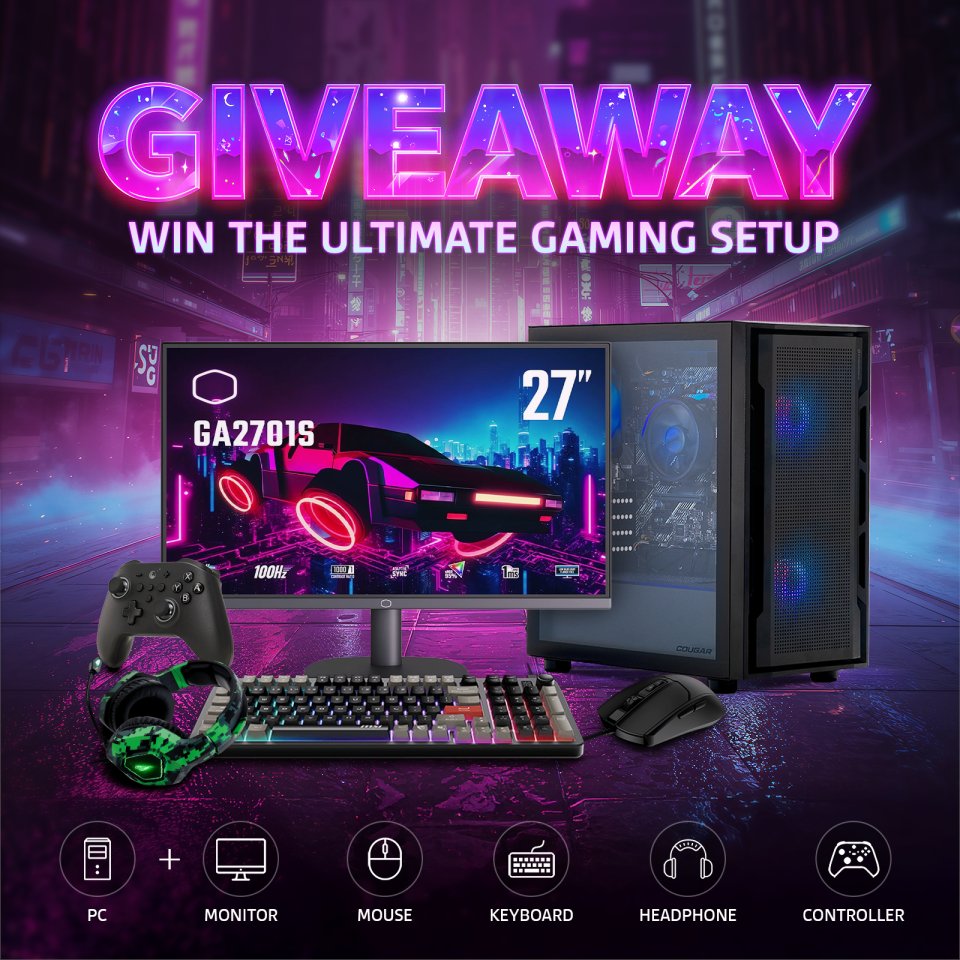 WeAreStormforce's tweet image. 🚨 Win with Stormforce! 🚨

Win a Rouge Elite AMD PC Bundle #FreePC with Ryzen 5 5500, RTX 5060, 16GB RAM and 1TB SSD.

Includes 27″ monitor, MSI keyboard + mouse, headset and controller.

Enter via Gleam: bit.ly/4oWraqu