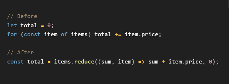 ArtiManputra's tweet image. Day 1 of 30 — #30DaysOfCode
One clean insight each day. One step better than yesterday.
Most devs underuse Array.reduce(), but it can simplify so much code.
Small refactors like this make code cleaner and easier to test.
👉 What’s one JS method you can’t live without?