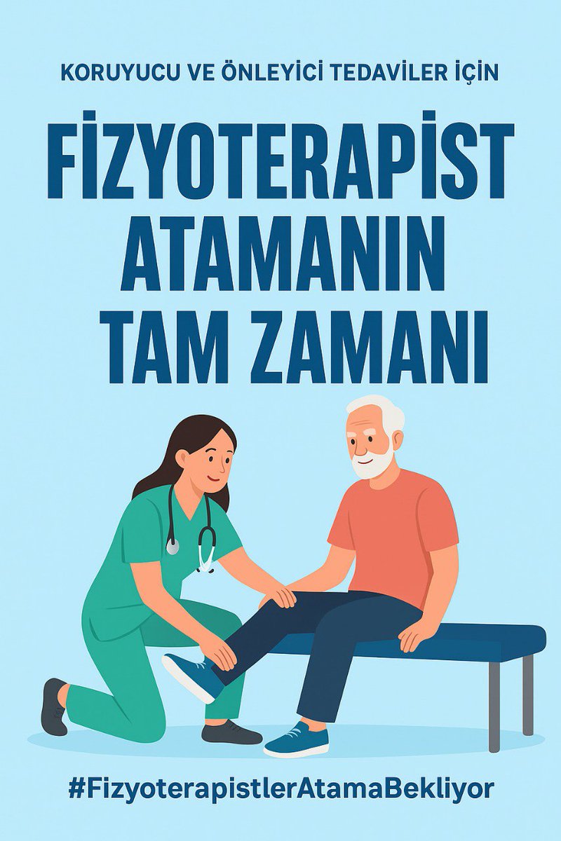 Fizyoterapist12's tweet photo. 📍Türkiye’de hızla artan yaşlı nüfus, kronik hastalıklar, deprem sonrası ortaya çıkan engellilik oranı ve rehabilitasyon ihtiyacı göz önünde bulundurulduğunda, mevcut fizyoterapist sayısı toplumun ihtiyacını karşılamaktan çok uzaktır.

📍Fizyoterapistler; inme, felç, ortopedik sorunlar, solunum ve kalp rahatsızlıkları, çocukluk çağı gelişimsel problemleri gibi pek çok alanda hastaların yeniden hayata tutunmalarında kilit rol oynar. Ancak sayılarının yetersizliği nedeniyle milyonlarca hasta aylarca sıra beklemekte, tedavi süreçleri gecikmektedir.

📌 Kamuya daha fazla fizyoterapist istihdamı, yalnızca meslektaşlarımız için değil, toplumun sağlığı için de zorunluluktur. 

📌 Sağlık hizmetlerinde adaletin sağlanması, fizyoterapiye erişimin kolaylaştırılması ve hastaların zamanında tedavi alabilmesi için kamuda fizyoterapist istihdamı acilen artırılmalıdır.

Sağlıkta Adalet için daha fazla Fizyoterapist!

@drmemisoglu 
@saglikbakanligi