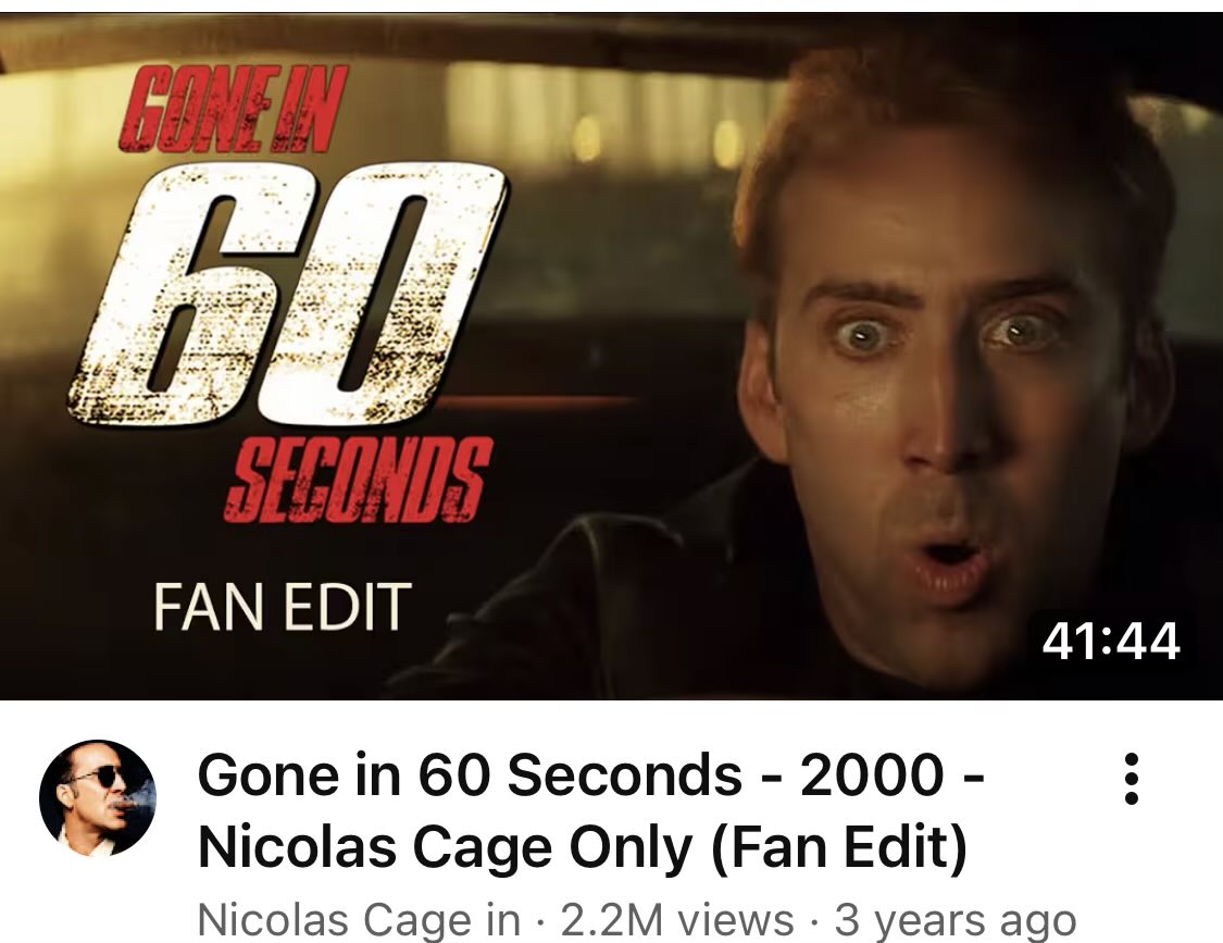 OnyxCrack's tweet image. Gone in 60 Seconds - 2000 - Nicolas Cage Only (Fan Edit) youtu.be/koC8aXW9BM4?si…