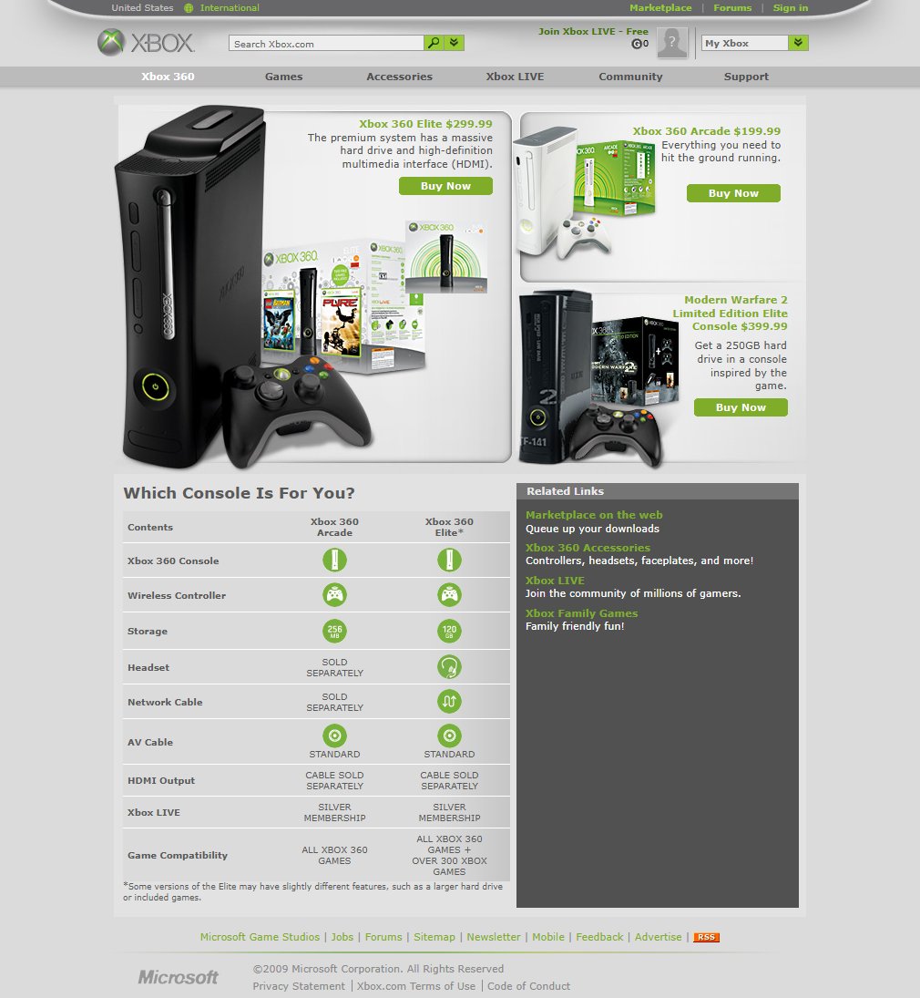 WebDesignMuseum's tweet image. Happy 20th Birthday Xbox 360

Xbox 360 website in 2009