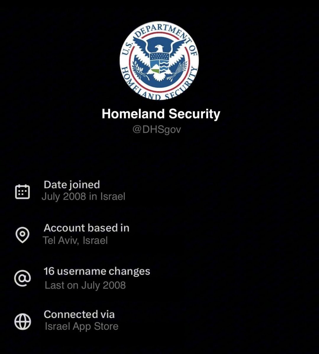 🇺🇸🇮🇱⚡- The new X feature showed US Homeland Security account was managed from Israel.