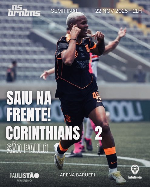 InfoTimaoBlog's tweet image. O Corinthians sai na frente no jogo de ida das semifinais do Campeonato Paulista! 💪🏾

São Paulo 1 🆚 2 Corinthians

⚽⚽ Jhonson

#AsBrabas #Corinthians #VaiCorinthians #Timão #FutebolFeminino #SCCP
