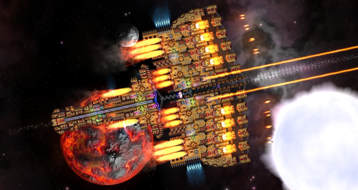 #Cosmoteer ship of the day: "Gilt Warhorse" by Vaengirian. Build your own ship in Cosmoteer: Starship Architect &amp; Commander! Download the FREE demo and buy it on Steam: store.steampowered.com/app/799600/