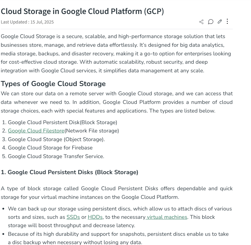 GeraltOfBvn's tweet image. Day 83 of DevOps

learned about GCP storage types today

they have 4 main ones:
- Persistent Disks for VMs
- Cloud Filestore for file shares
- Cloud Storage for objects
- Storage Transfer Service for moving data from AWS/Azure

the object storage has different classes depending…