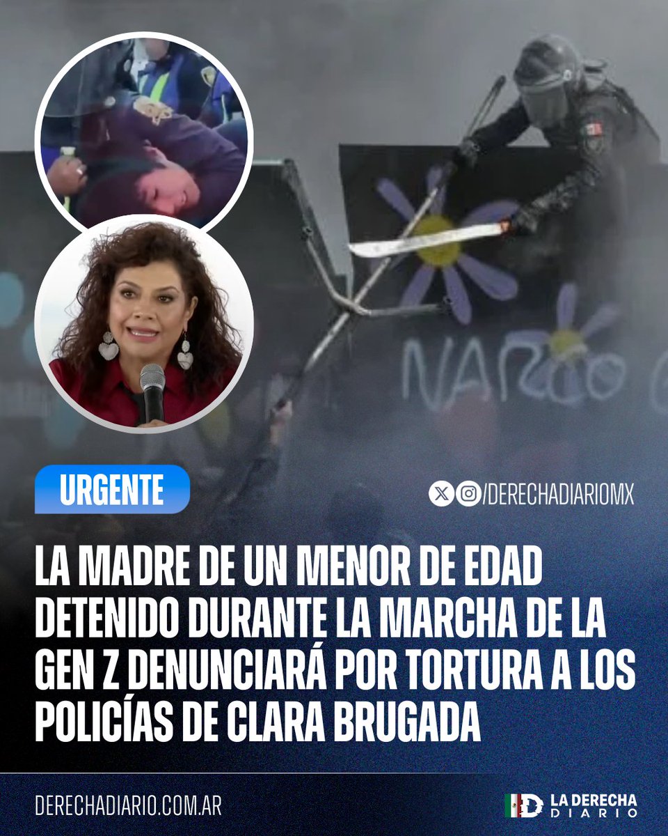 DerechaDiarioMX's tweet image. 🚨🇲🇽 | #URGENTE MUY BIEN: La madre de un joven de 17 años detenido durante la marcha de la Generación Z denunciará a la policía de Clara Brugada por golpear a su hijo y amenazarlo de muerte para que revelara información personal.