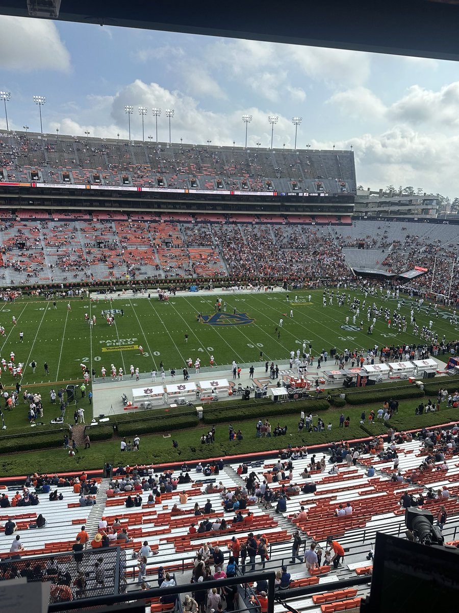 CharlesArbuckle's tweet photo. My office for the day! @MercerFootball vs @AuburnFootball kickoff at 2pm EST check us out on #SECN+ https://t.co/jsEWxE99Jv