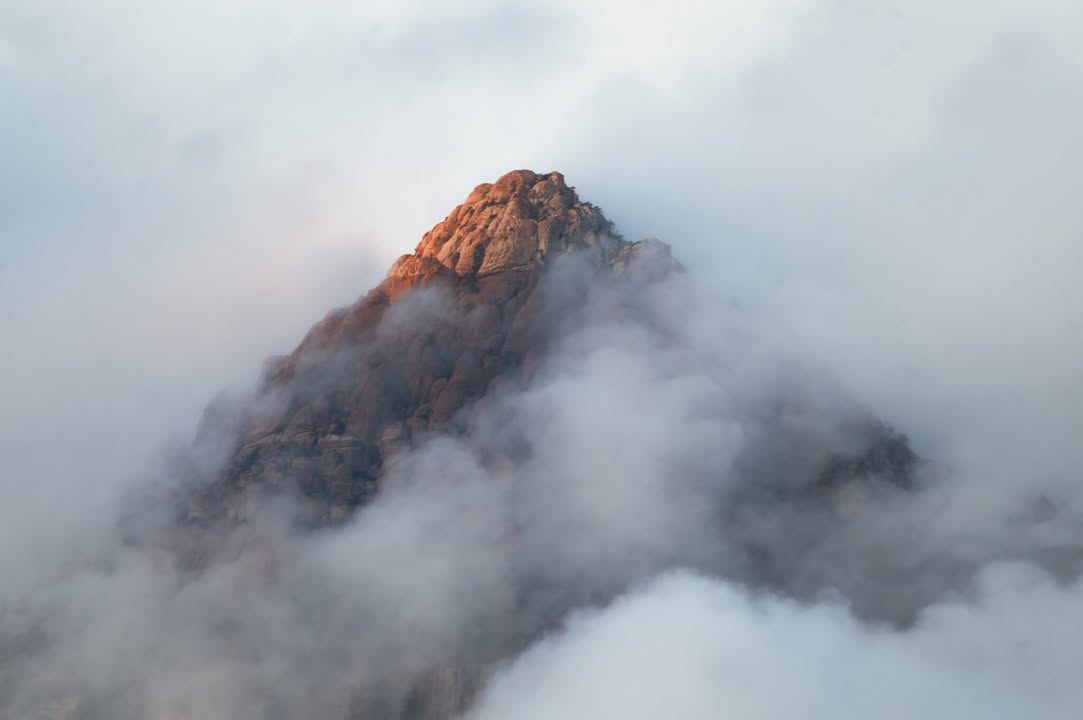 Incredible views in the desert this week!  Rainbow Mountain in Red Rock Canyon, peeks out from above the clouds.   Zalmy Wainhaus photo.