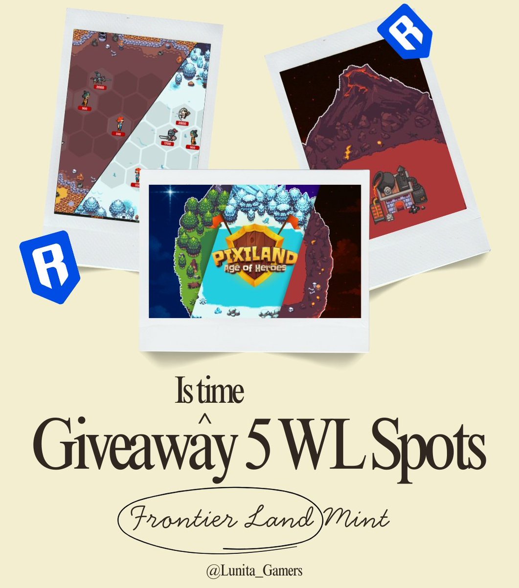 Lunita_Gamers's tweet image. ✨GIVEAWAY TIME ✨

🎁 Prize:
 5 Wl Spost for the upcoming PixiLand Frontier Land Mint!

👥 Follow @Lunita_Gamers @pixilandsocial
💜 Like + RT + Bookmark
👤Tag 3 friends and comment your wallet
📅 Winners: November 24

Supply : 4444
• Whitelist — 45 $RON
• Public — 60 $RON