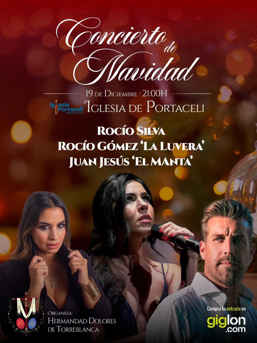 Ya están a la venta las entradas del Concierto Benéfico de Navidad del próximo 19 de diciembre a cargo de Rocío Silva, Rocío “La Luvera” y Juan Jesús “El Manta”. Se celebrará en la Iglesia de Portaceli. Para más información y sacar vuestra entrada: hermandaddelosdolores.org/ya-a-la-venta-…