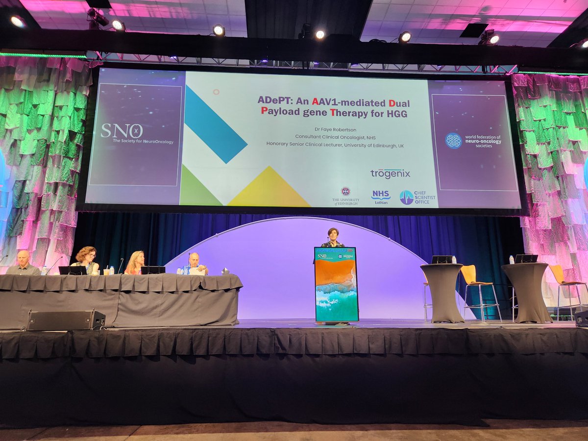 NeuroOnc's tweet image. Faye Robertson Top Scoring Abstract Presentation: An AAV-1 mediated dual-payload gene therapy for high grade glioma. #SNO2025 #WFNOS #ScientificMeeting