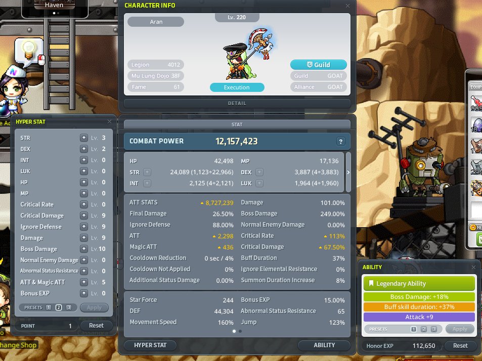 JarExtOfficial's tweet image. Attendance 3/21
Also, finally a godly stats flame after a long time.
@MaplestoryU thank you for spooking me.
I got shocked from this stats.
Hope this can happen the next one.
Combat Power Update: 
24k Stats / 12.1Mil CP / 8.7Mil ATT Range
MORE POWER
#MapleStoryN #Web3Gaming $NXPC